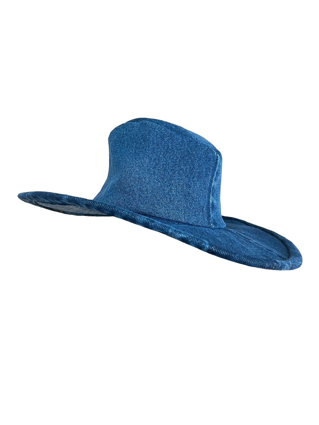 Denim Sun hat with a cut edge and asymmetrical brim, women's hats, denim hats