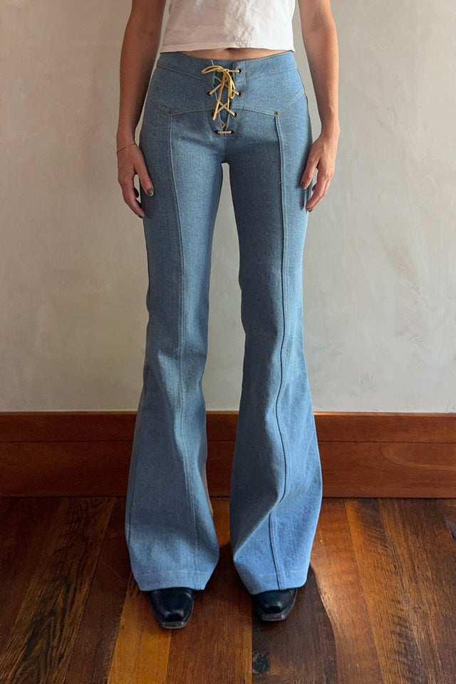 PREORDER: The Denim Lace Up Jean (Light Wash)