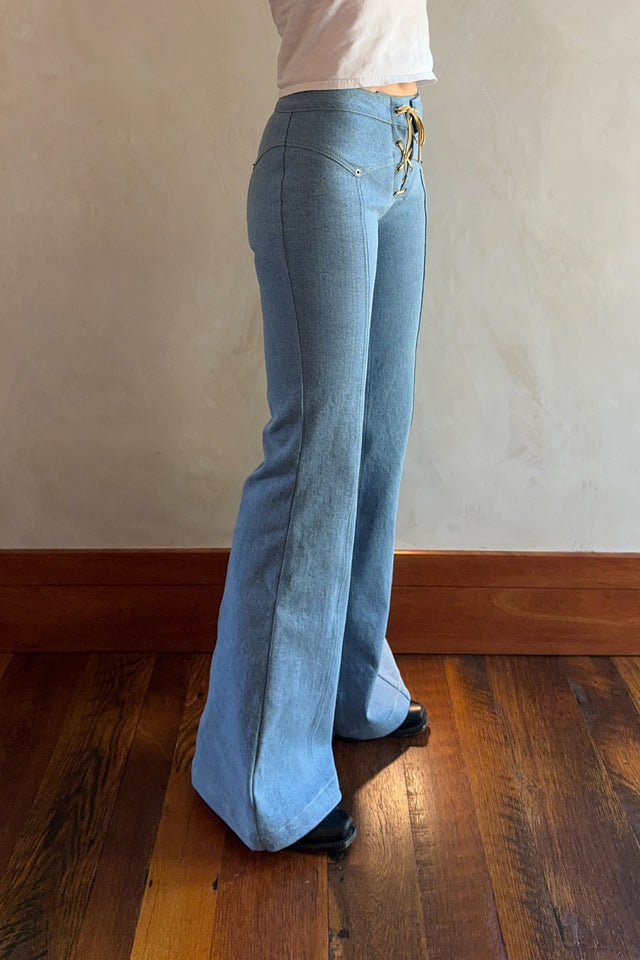 PREORDER: The Denim Lace Up Jean (Light Wash)