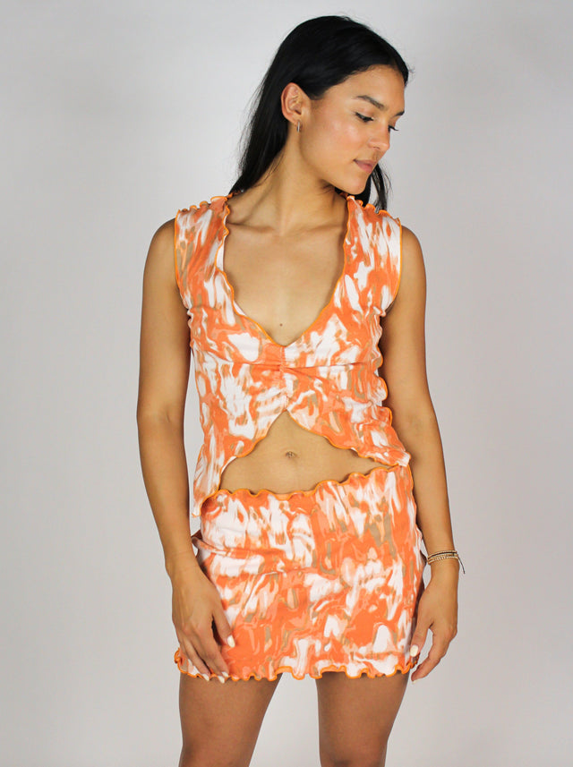 Orange and White knit set