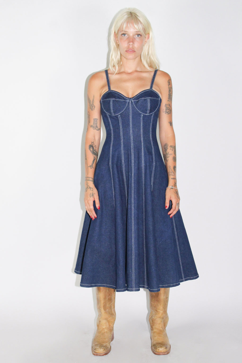 frame bustier denim dress L'Agence Jovie Denim Bustier Midi Dress