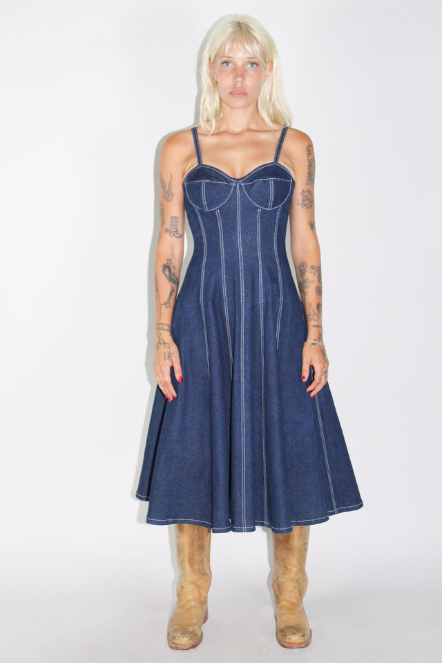 DENIM BUSTIER DRESS
