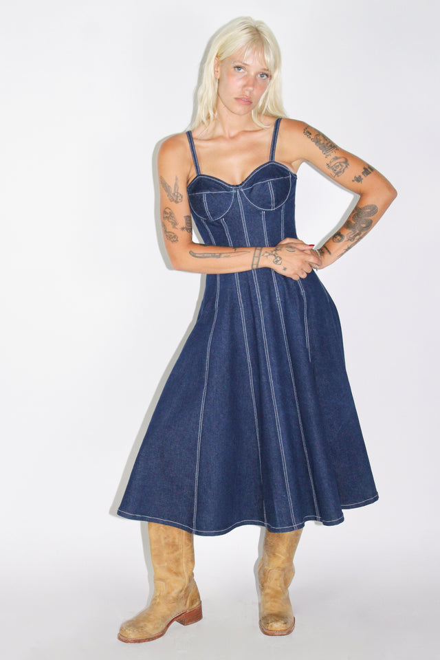 DENIM BUSTIER DRESS