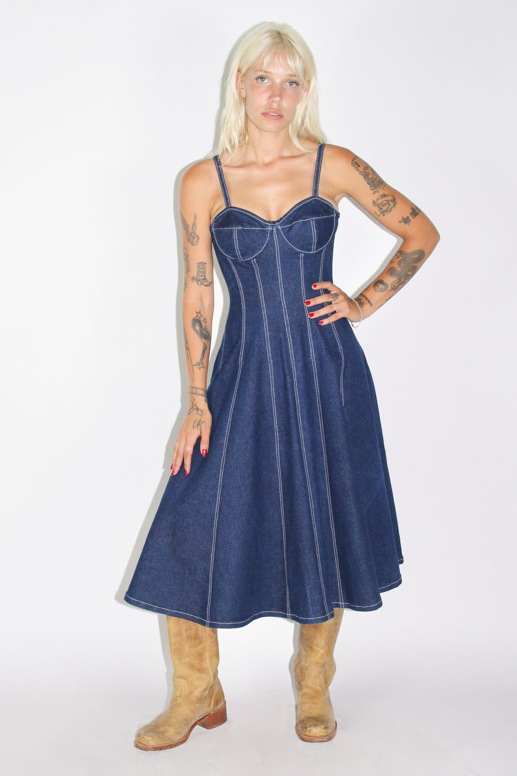 THE DENIM BUSTIER DRESS - Women's Dresses