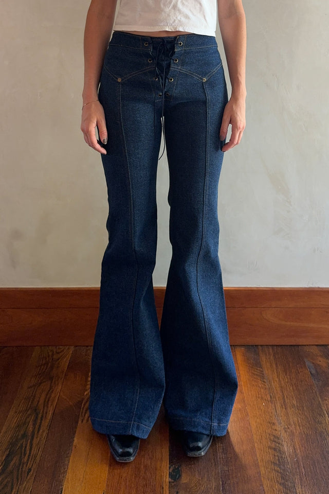 PREORDER: The Denim Lace Up Jean (Dark Wash)