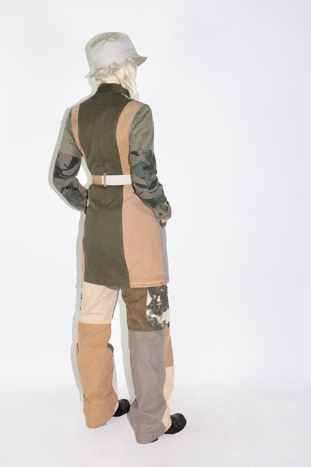 Trench Style Jacket with Hoodie Sleeves - Khaki main image 1