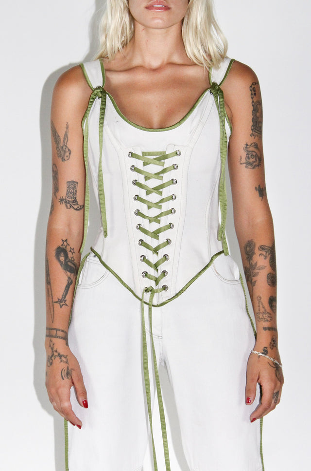 ATELIER CORSET: WHITE DENIM LACE UP