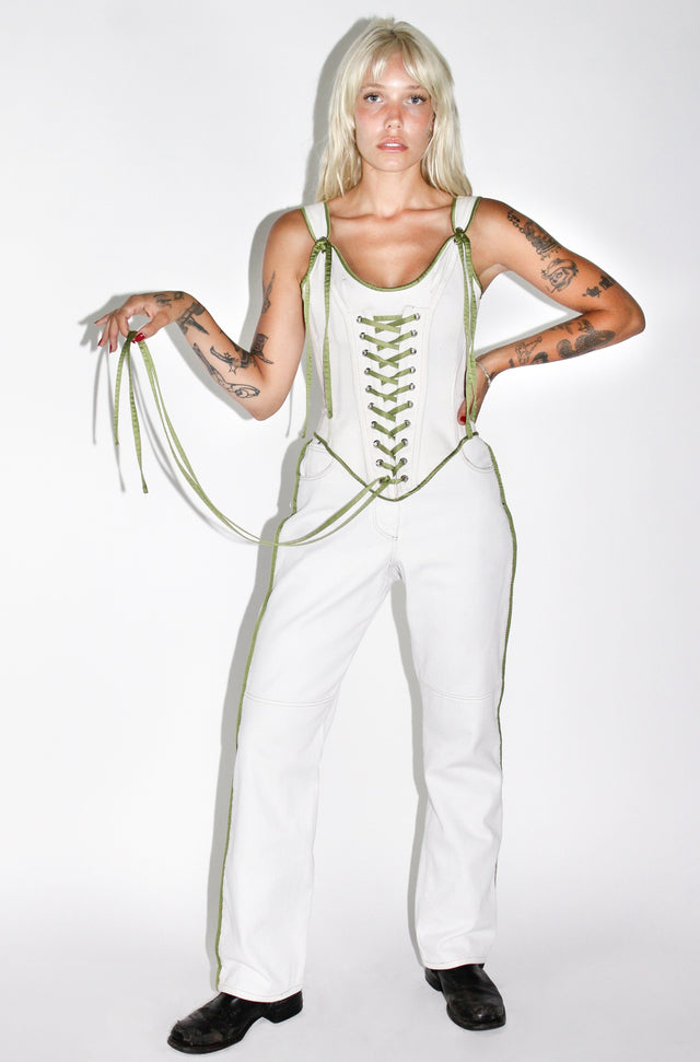 ATELIER CORSET: WHITE DENIM LACE UP