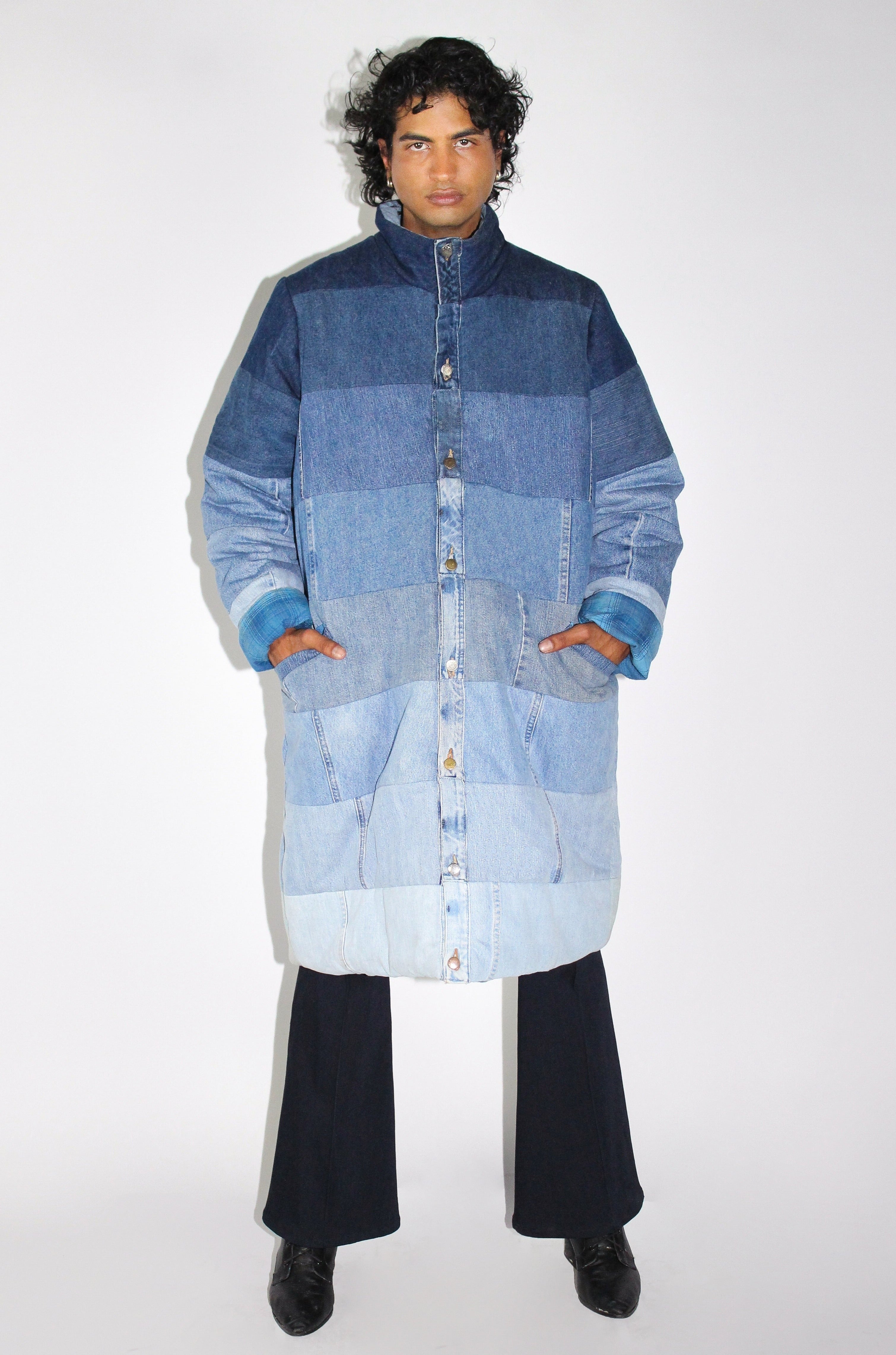 Denim puffer 2024 jacket mens