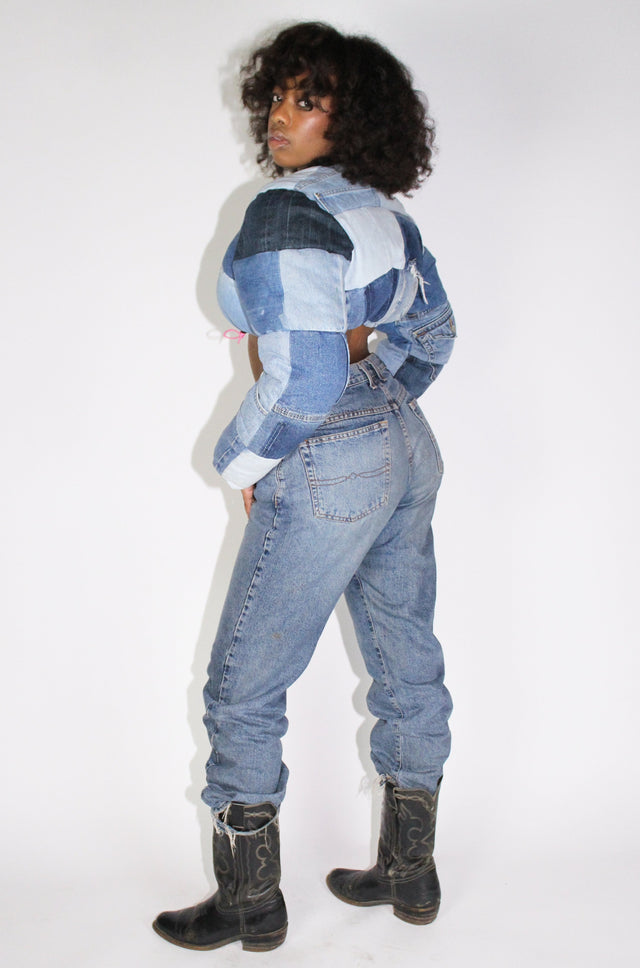 THE CROP DENIM PUFFER